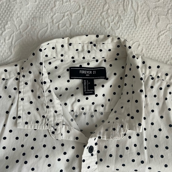 Men's White Polka Dot Shirt - Picture 4 of 5